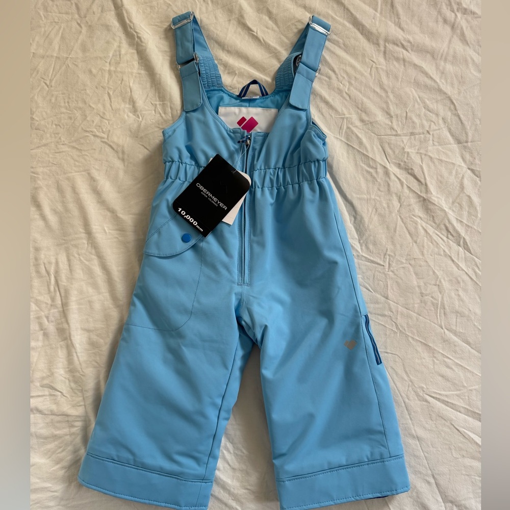 Powder blue waterproof Obermeyer toddler snow bibs • size 2T • NWT